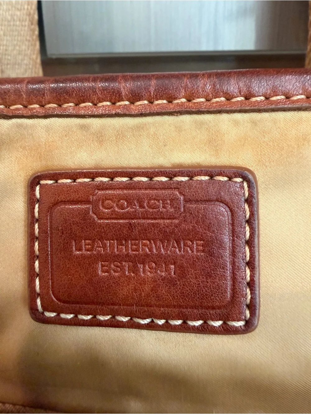 Vintage Y2K Coach Hamptons Champagne Gold Satin & Suede Tote Bag Pink C Lining